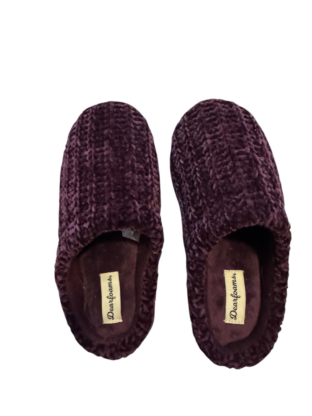 dearfoams Chenille Slide Slippers in Aubergine